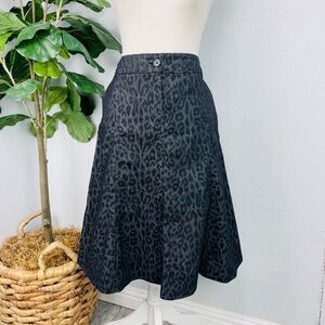 Sandro Sportswear Charcoal Gray Leopard Animal Print Flared Activewear Skirt